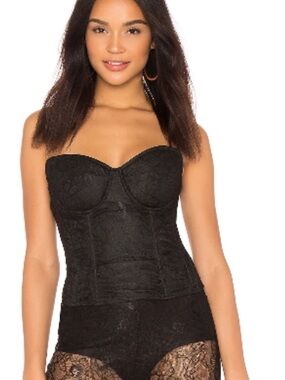 Lioness Black Lace Bustier Top